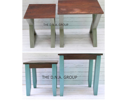 Wood Bedside Nesting Table Luxury Model 1 ( Set Of 2 )