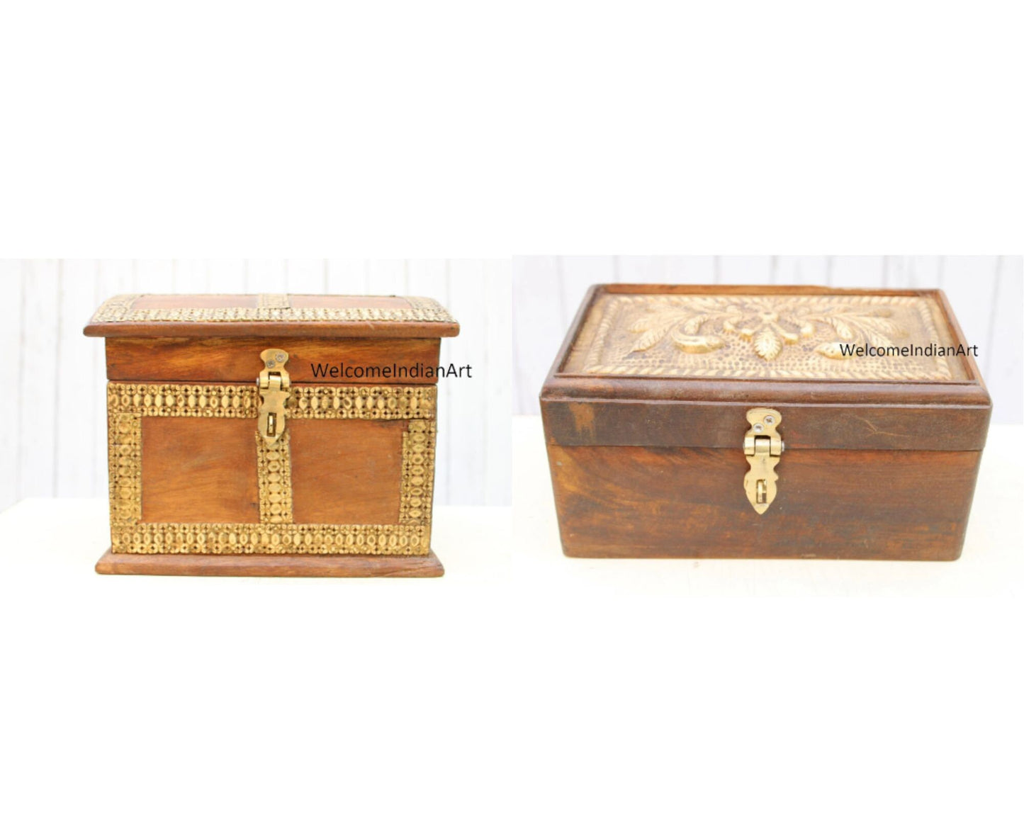 Wooden Brass Fitted Box, Jewellery Model 1