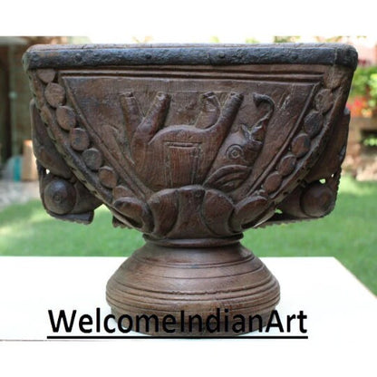 Vintage Wooden Candle Holder Hand Model 1