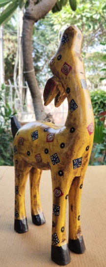 Cute Wooden Reindeer Deer Statues Model 1