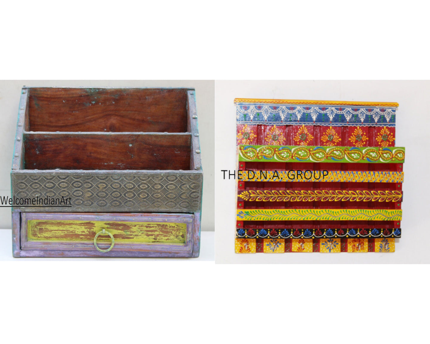Wooden Hand Painted Magazine Holder with