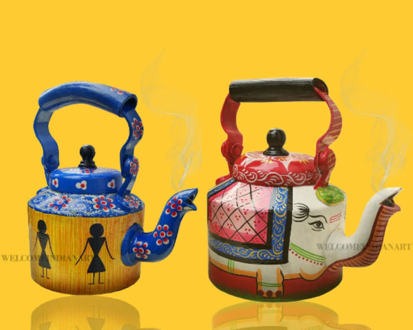 Handpainted Tea Kettle, Handmade Aluminium Model 1