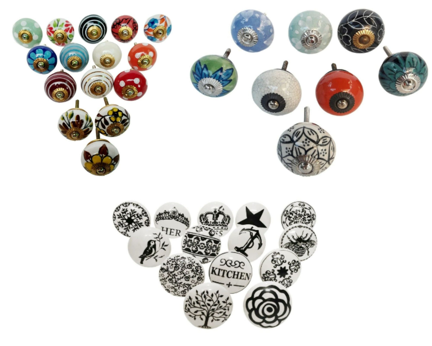 Ceramic Door Knobs Multi Design Model 1 :- Lot Of 14