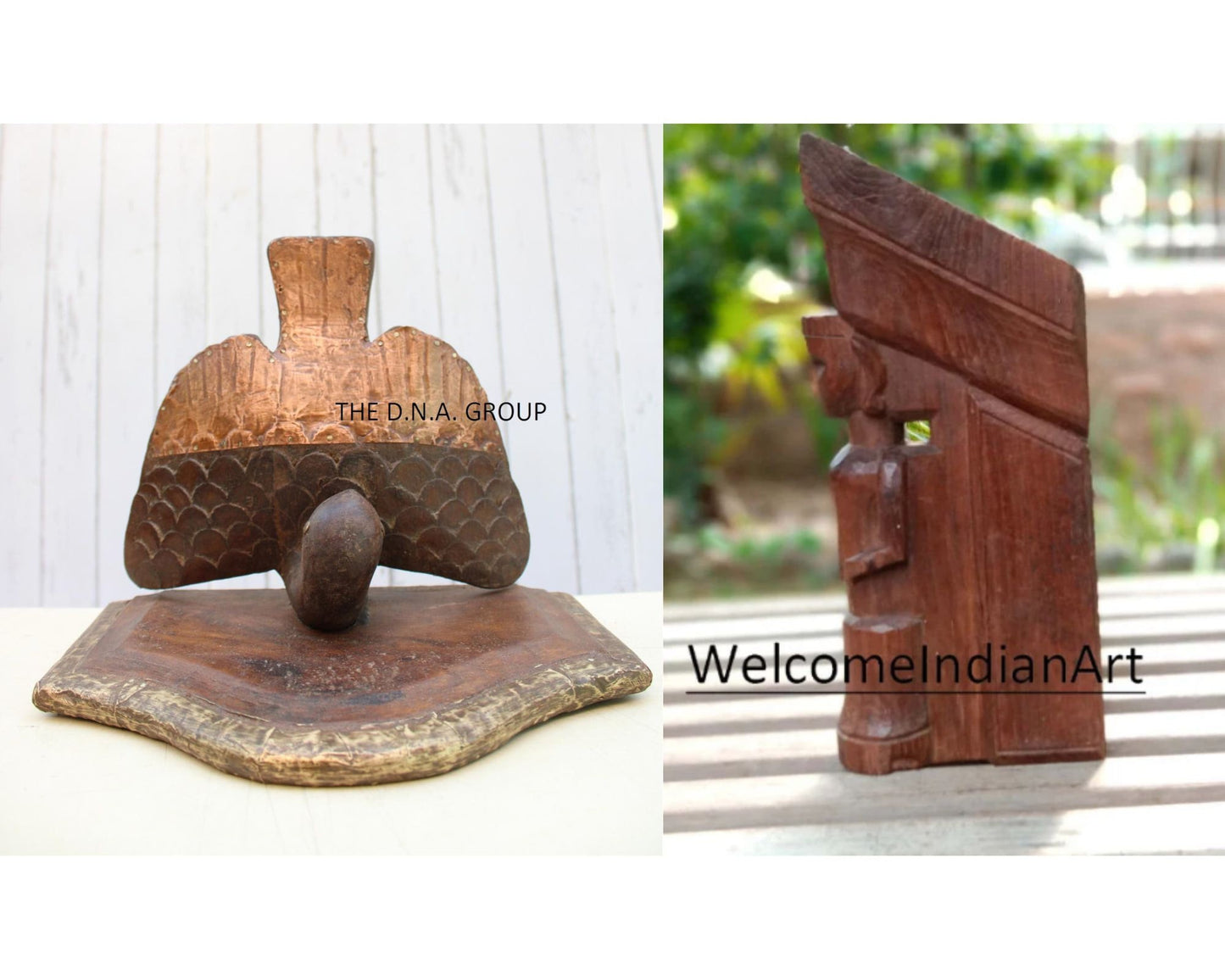 Ancient Wooden Statue And Bird Model 1