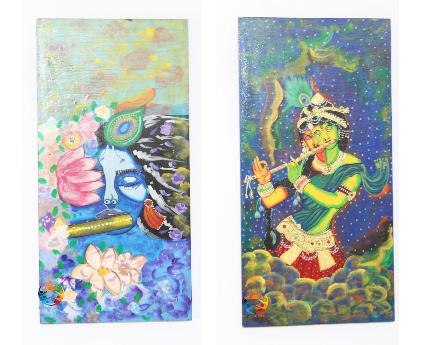 Wooden Hand Painted Radha Krishna Radha Krishna Panel