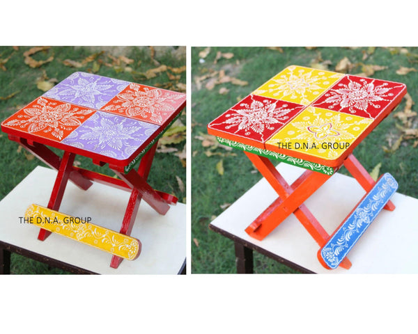 Wooden Small Handpainted Stool Indian Model 1