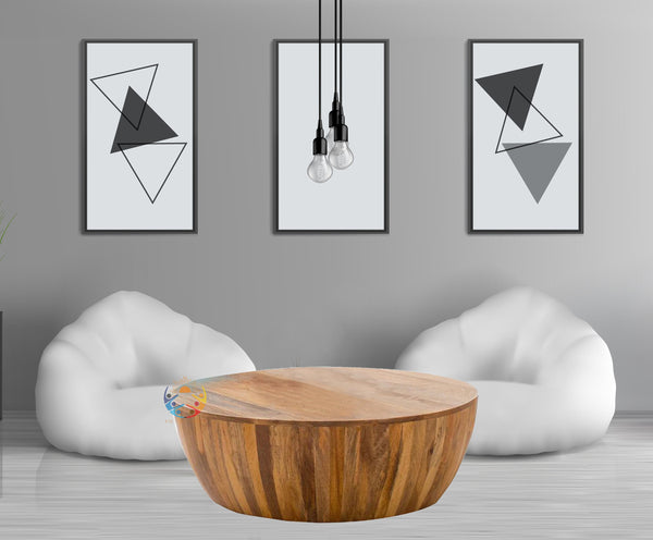 Wood Round Drum Coffee Table, 10X10X10