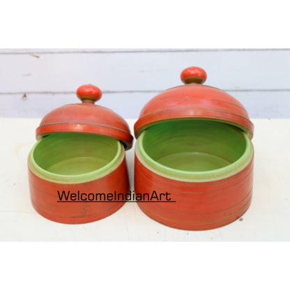 Wooden Round Trinket Box Set Model 1