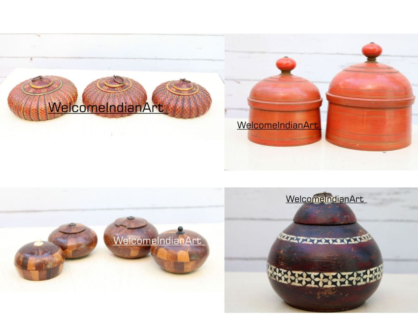 Wooden Round Trinket Box Set Model 1