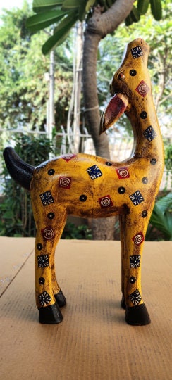 Cute Wooden Reindeer Deer Statues Model 1