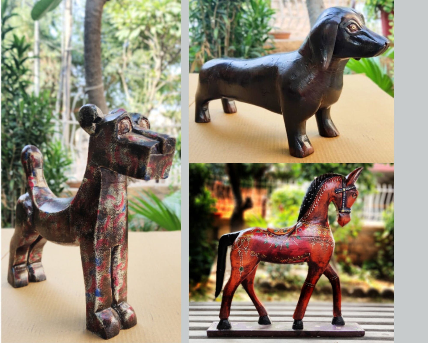 Wooden Hand Painted Animal Statue Horse