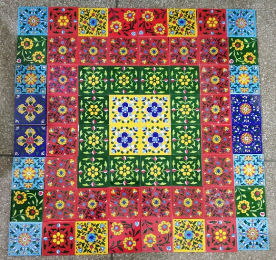 3x3" Ceramic Tiles, Hand Painted Floral