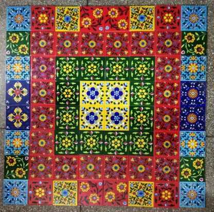 3x3" Ceramic Tiles, Hand Painted Floral