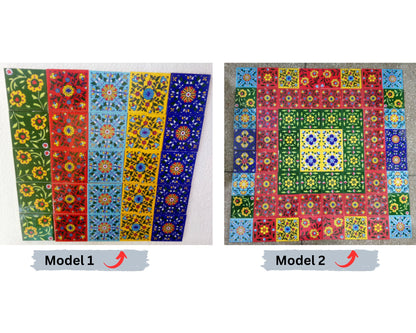 3x3" Ceramic Tiles, Hand Painted Floral