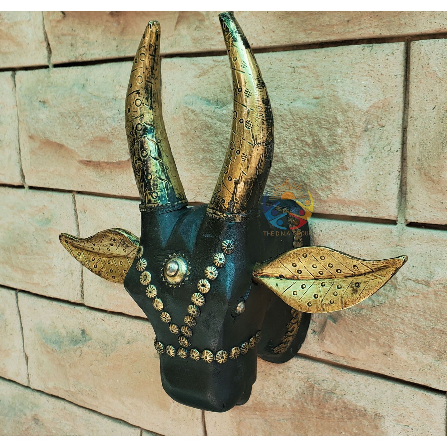 Handcrafted Wooden Cow Mask, Vintage Touch