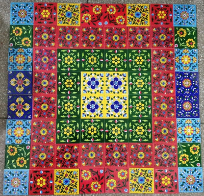 3x3" Ceramic Tiles, Hand Painted Floral