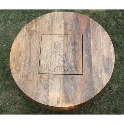 Wooden Round Drum Coffee Table Laser Mango