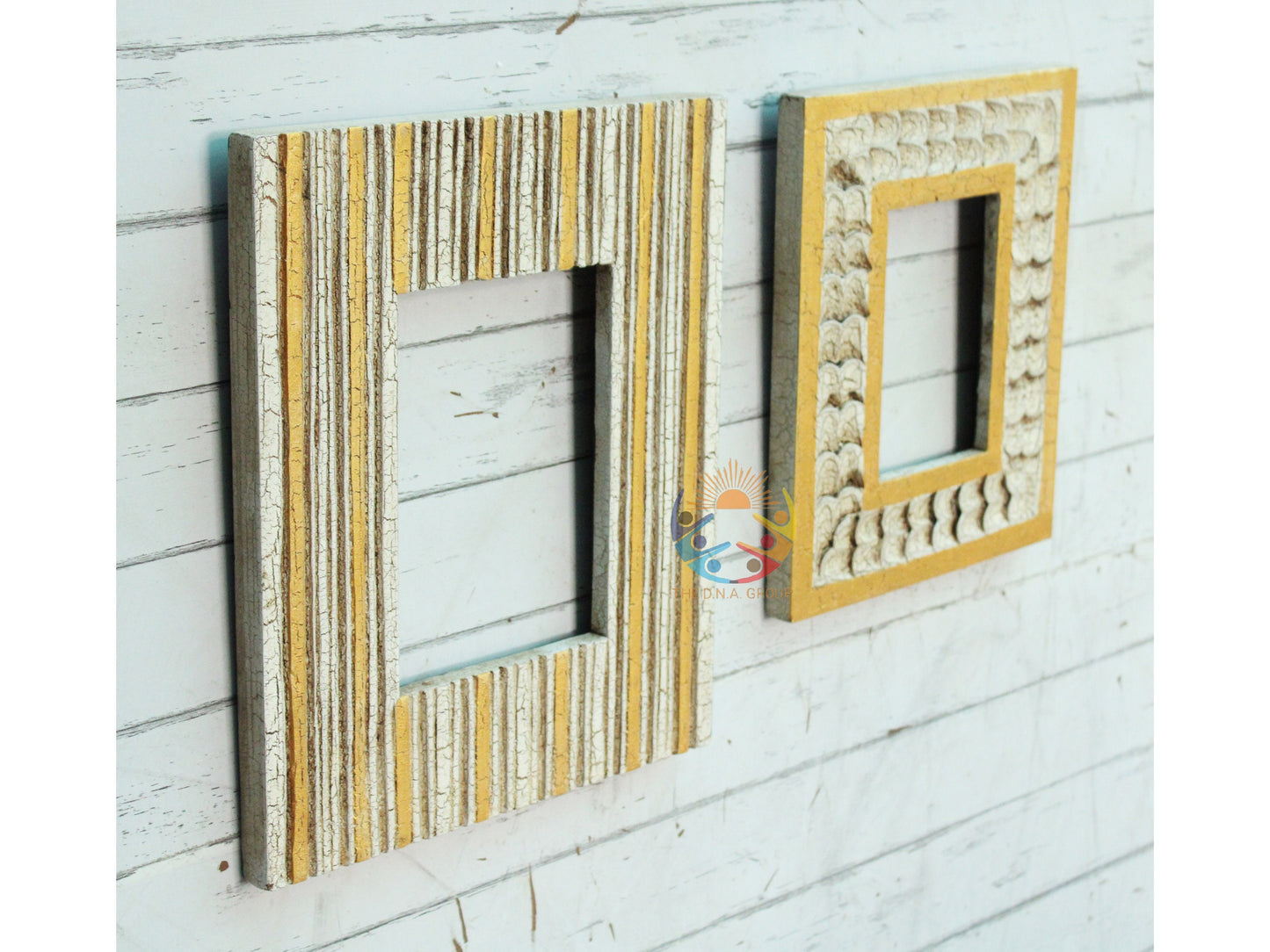 White Gold Painted Wooden Photo Wood