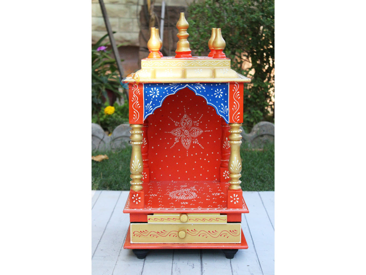 Designer Pooja Mandir with Painted Drawers