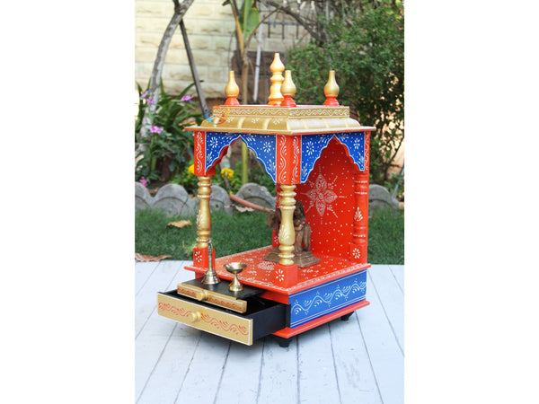 Designer Pooja Mandir with Painted Drawers