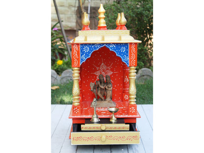 Designer Pooja Mandir with Painted Drawers