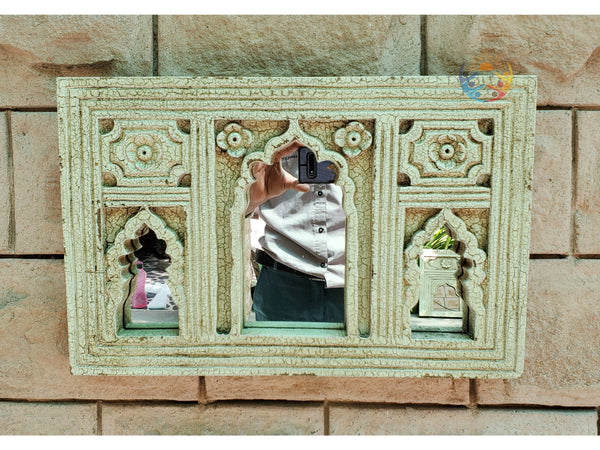 Wooden Mirror Frame, Handmade Collage Photo