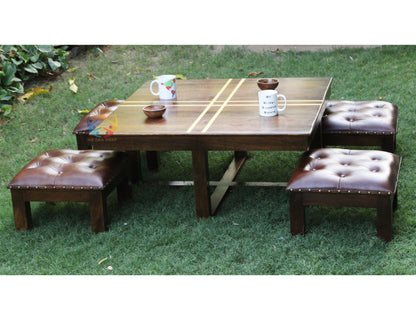 Wooden Dining Set Space Saving Mango Wood