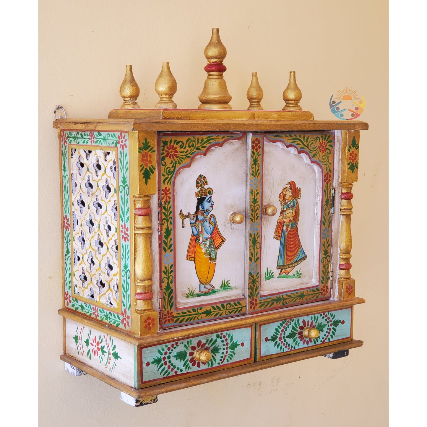 Wooden Mandir Radha Krishna Iskcon Wood