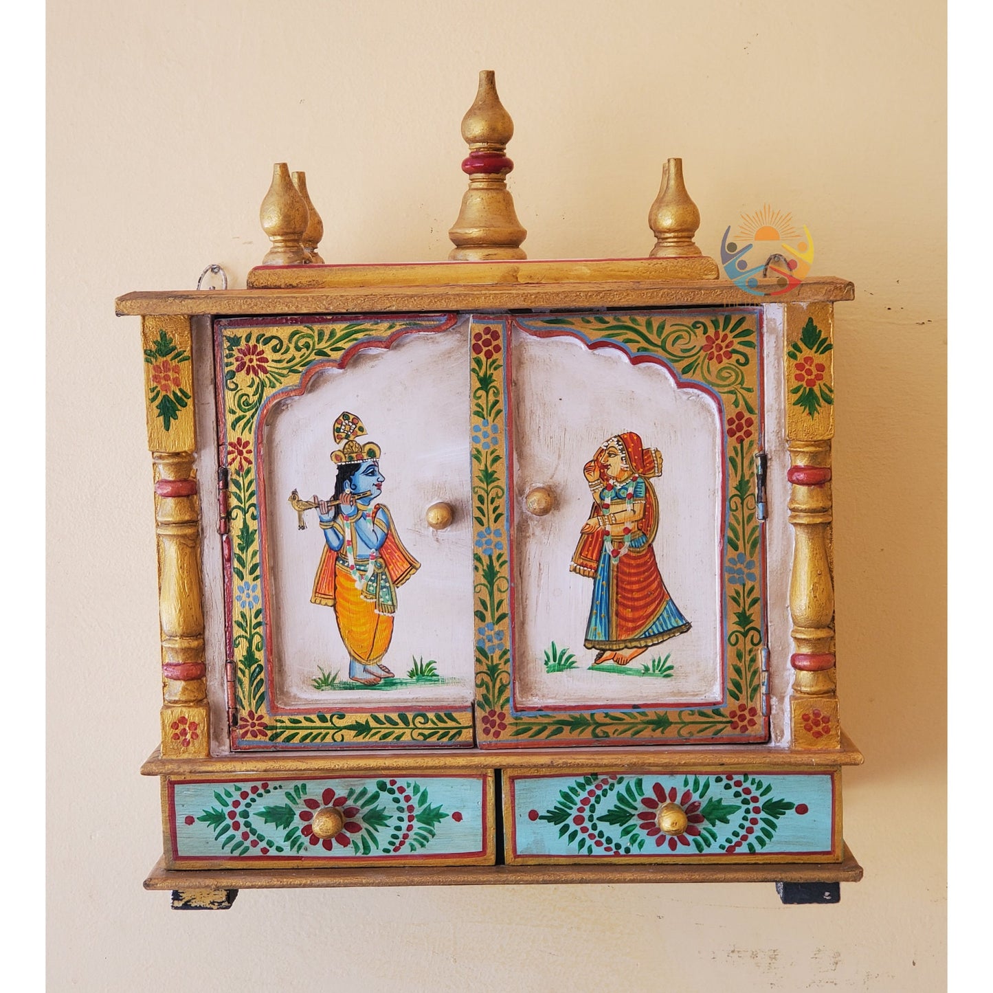 Wooden Mandir Radha Krishna Iskcon Wood