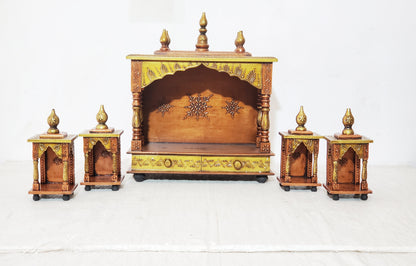 18" Wooden Pooja Mandir Temple Copper