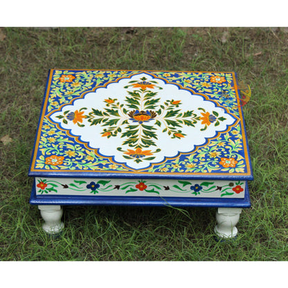 Indian Wooden Hand Painted Chowki / Bajot Set of 3
