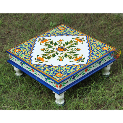 Indian Wooden Hand Painted Chowki / Bajot Set of 3