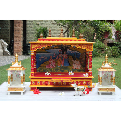 Radha Krishna Ji Hand-Painted  Wooden temple