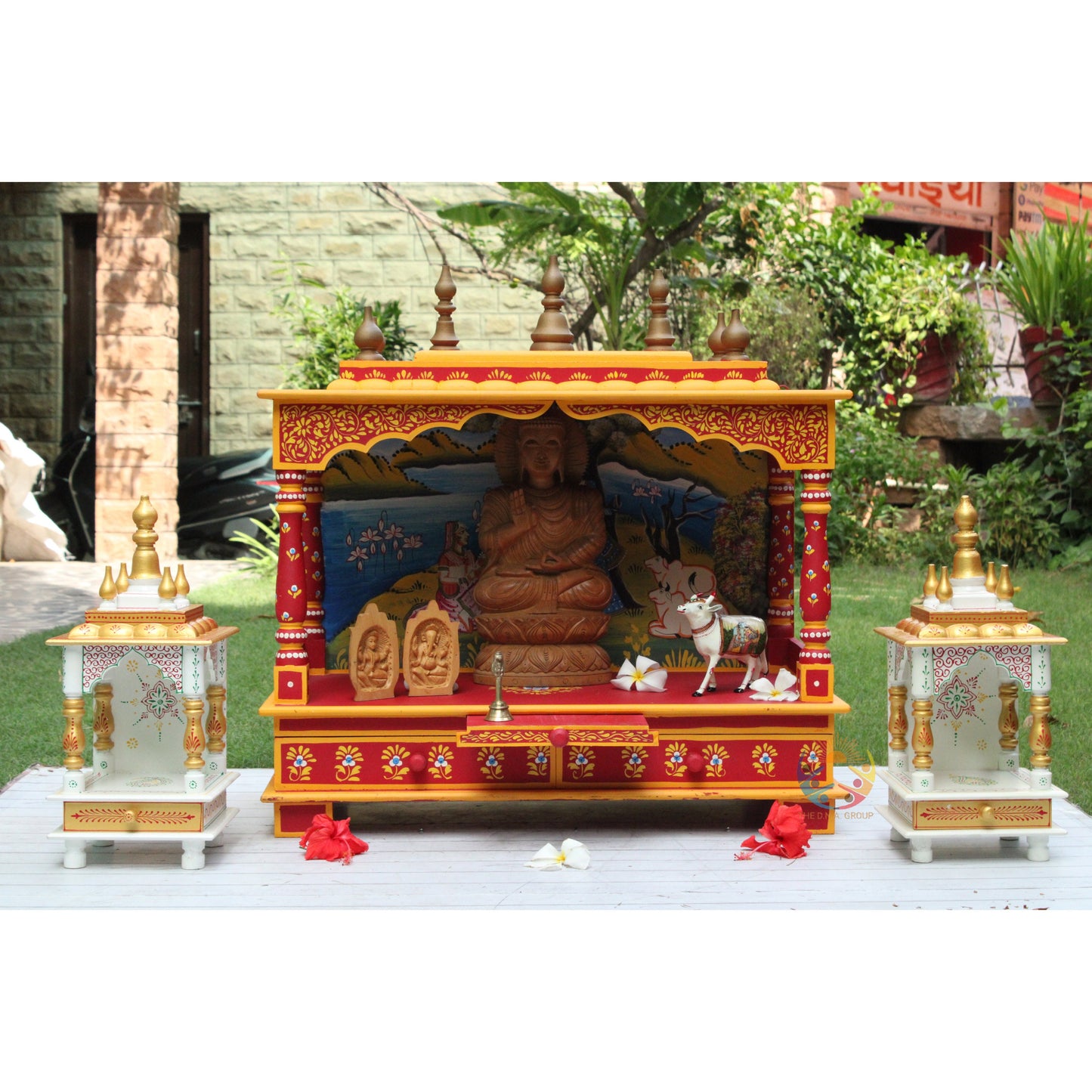 Radha Krishna Ji Hand-Painted  Wooden temple