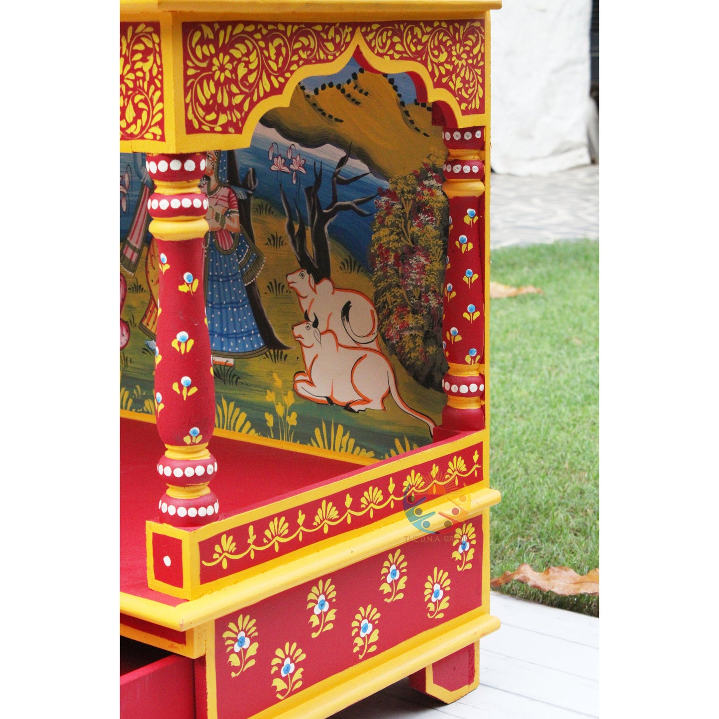 Radha Krishna Ji Hand-Painted  Wooden temple