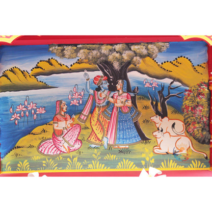 Radha Krishna Ji Hand-Painted  Wooden temple