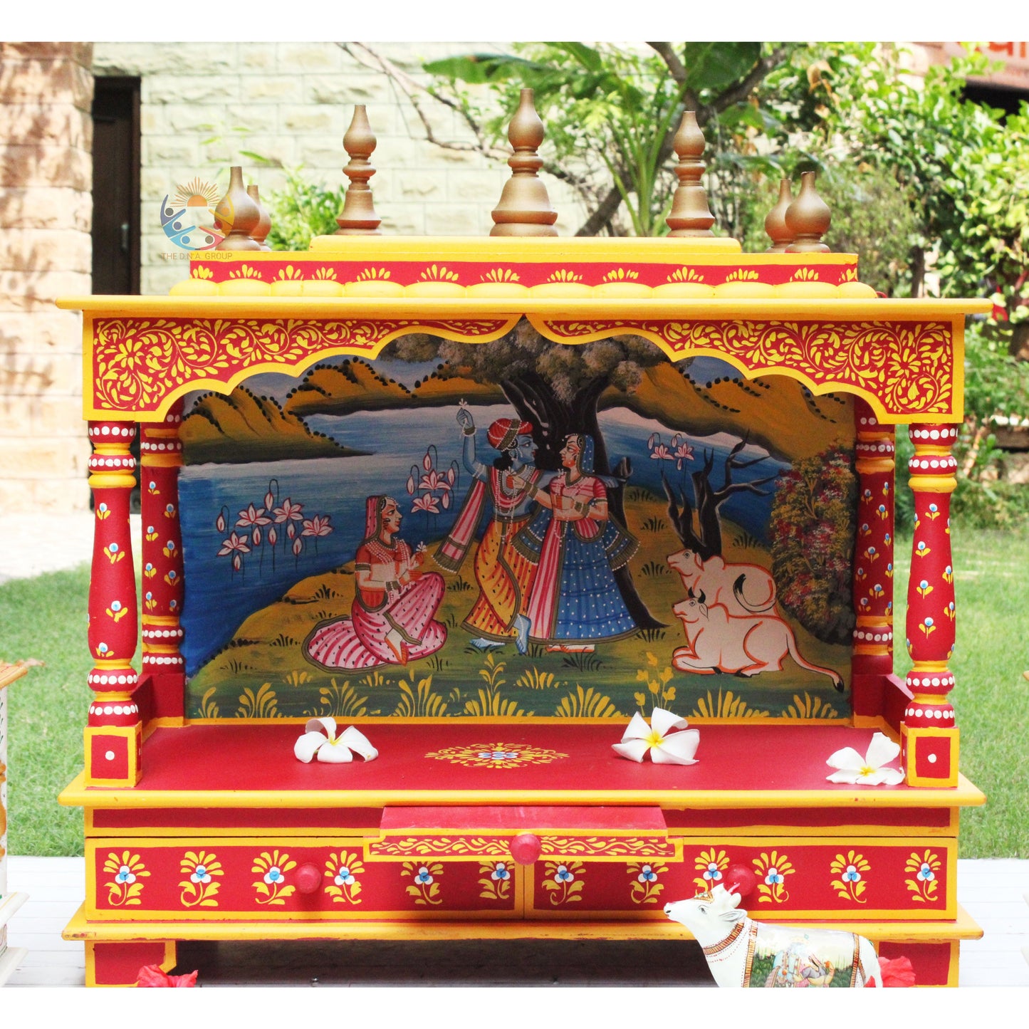 Radha Krishna Ji Hand-Painted  Wooden temple