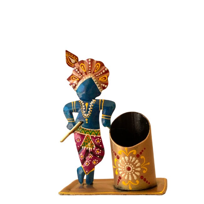 Elegant Handmade Iron Pen Holder Krishna Pen Stand