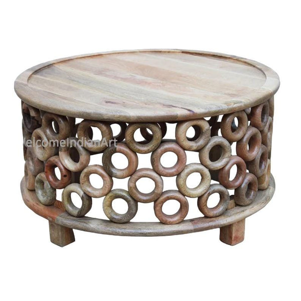 Wood Round Coffee Table/ Wooden Cocktail
