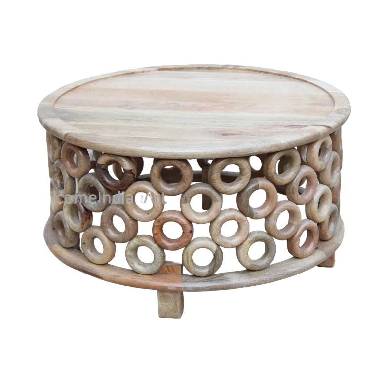 Wood Round Coffee Table/ Wooden Cocktail