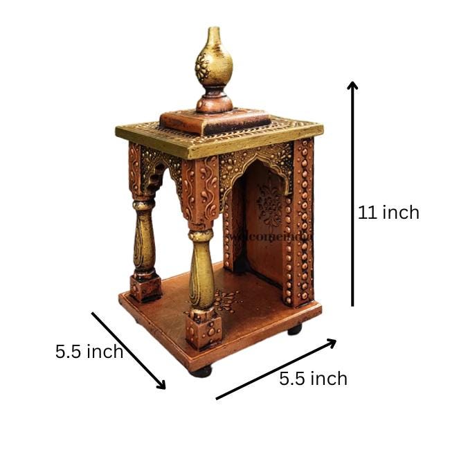 Handcrafted Copper Wooden Temple Mandir