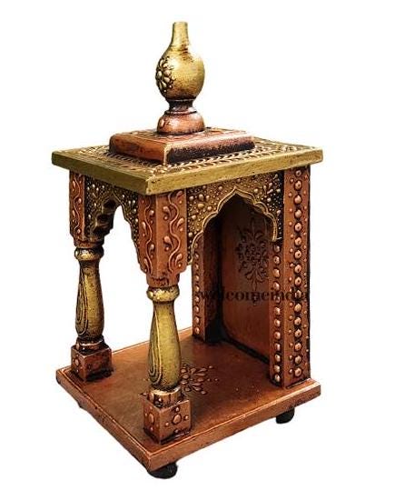 Handcrafted Copper Wooden Temple Mandir