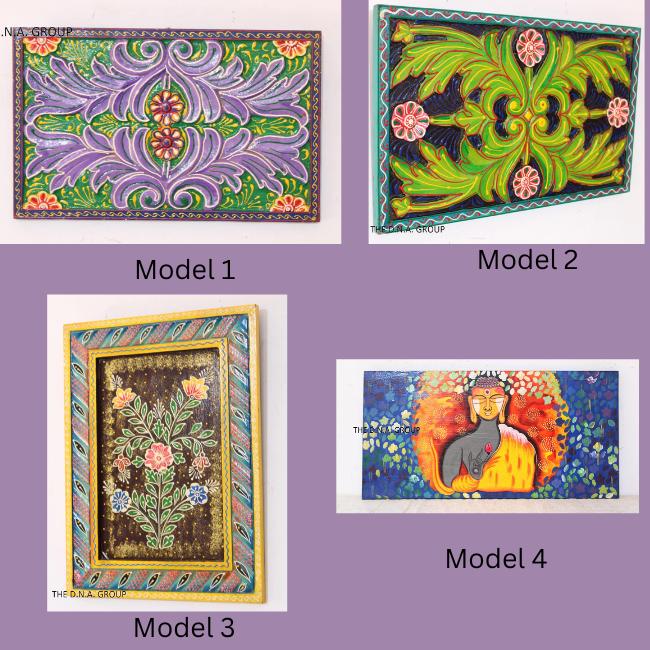 Wooden Wall Art Hand Painted Flower Pattern