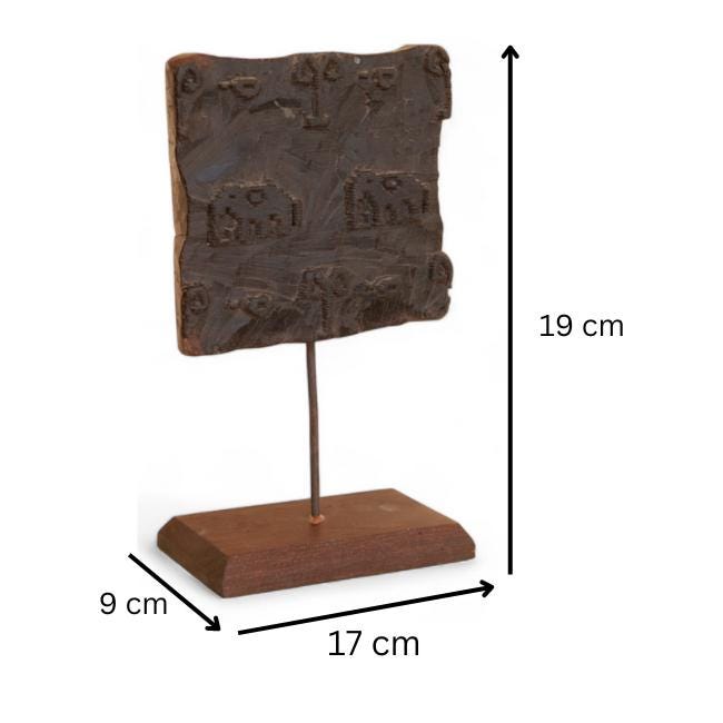 Antique wooden printed block on stand