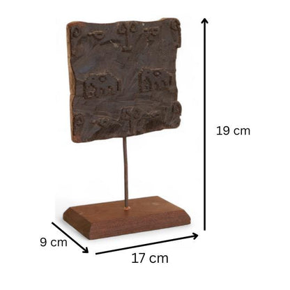 Antique wooden printed block on stand