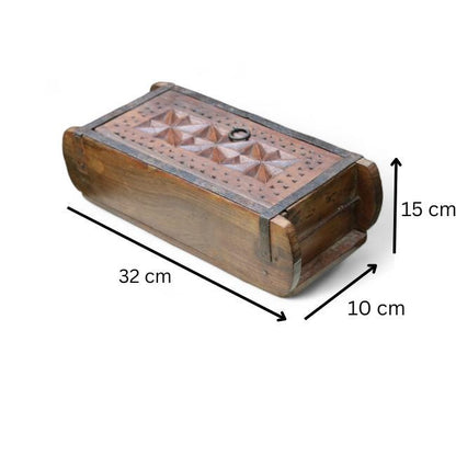 Handcrafted antique wooden storage box for