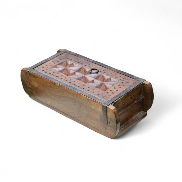Handcrafted antique wooden storage box for