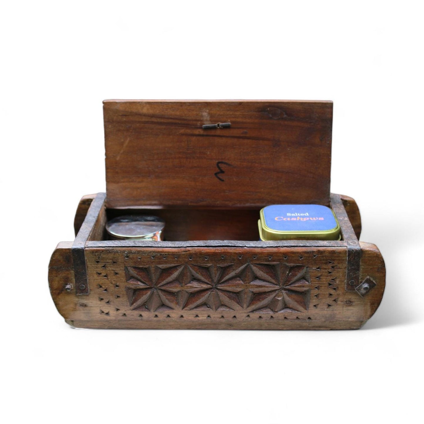 Handcrafted antique wooden storage box for