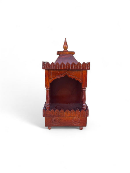 Handcrafted wooden mandir for home office and shop (19*15*40) CM Wall mounted Wooden temple, Small Hindu pooja ghar elegant art gift idea