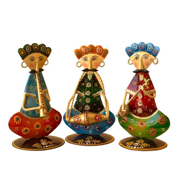 Handcrafted Indian Tribal Musician Figurines Sitting Musician